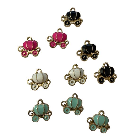 Pumpkin Carriage Decoration Multicolor Set Of 10 Charms - Picture 1 of 2